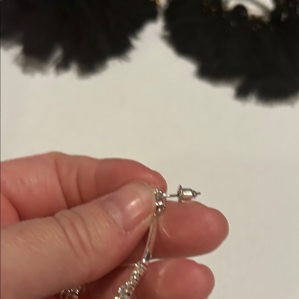 Silver Teardrop Crystal Dangle Earrings - Women Jewelry - Picture 3 of 5